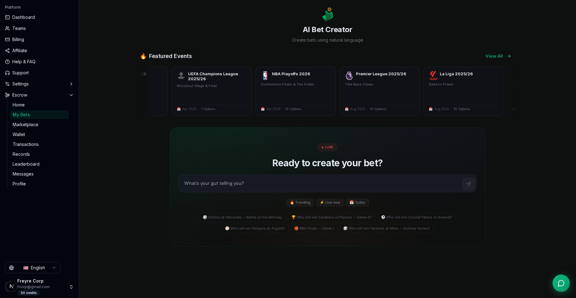 AI Bet Creator