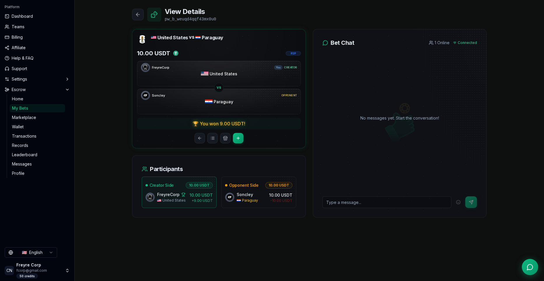 Won bet